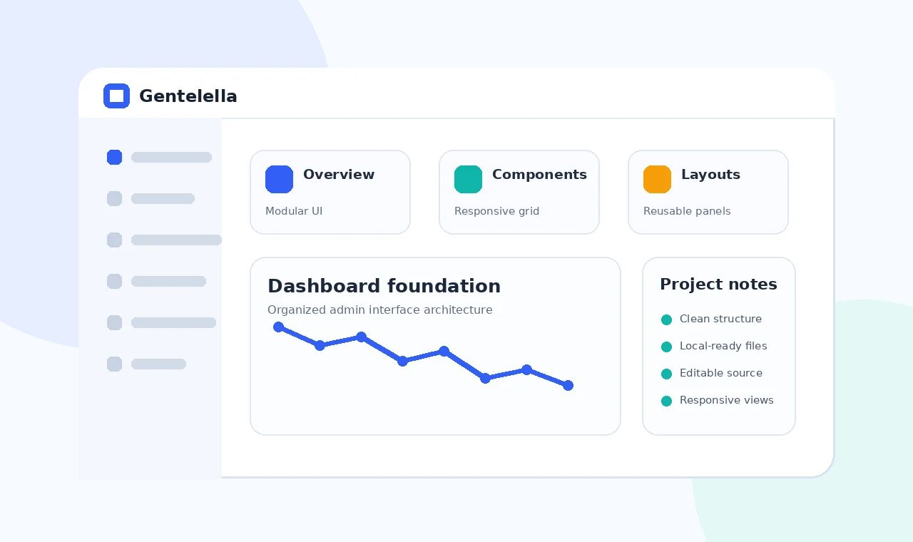 Original illustration of a structured Gentelella dashboard interface